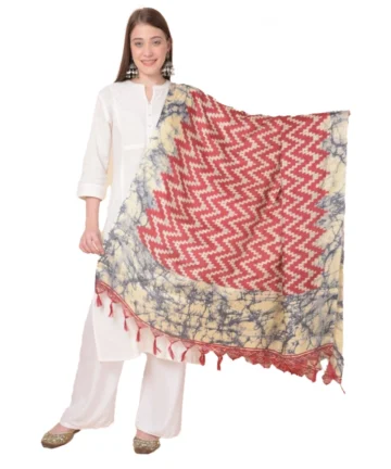 Femilyn Women's Art Silk Printed Dupatta (Maroon, Length: 2.25 to 2.50 Mtr)