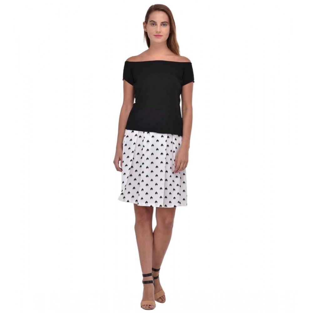Femilyn  Women's Cotton Blend Solid Short Sleeves Dress (Black)