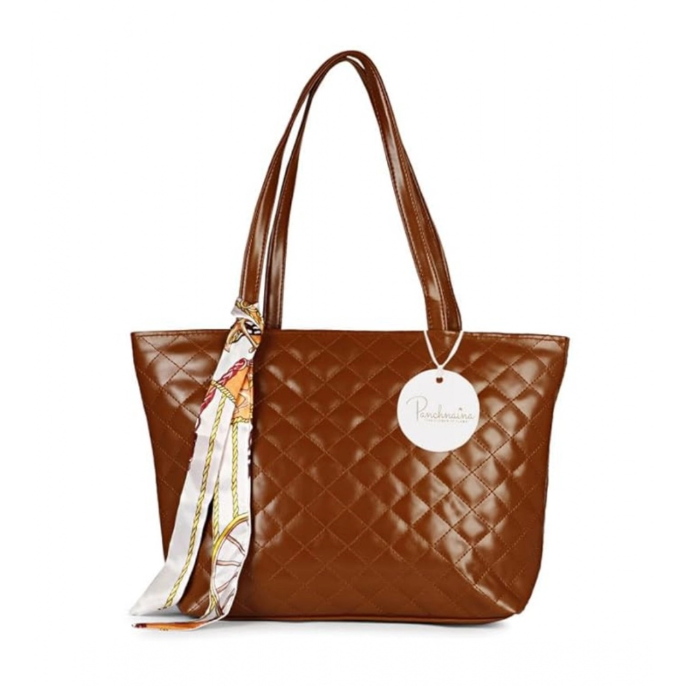 Femilyn Women's Polyurethane Textured  Shoulder Bag (Dark Brown)