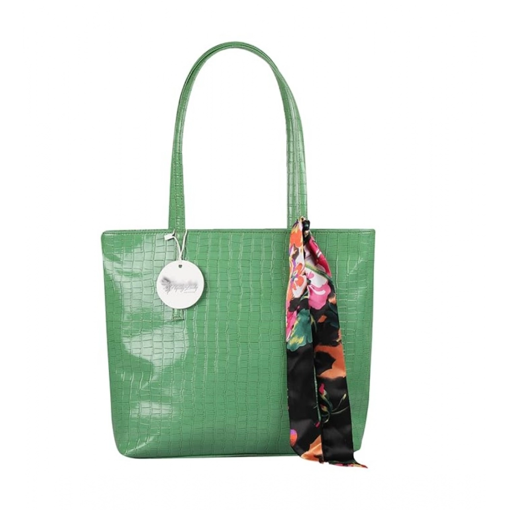 Femilyn Women's Polyurethane Textured, Croc Shoulder Bag (Green)