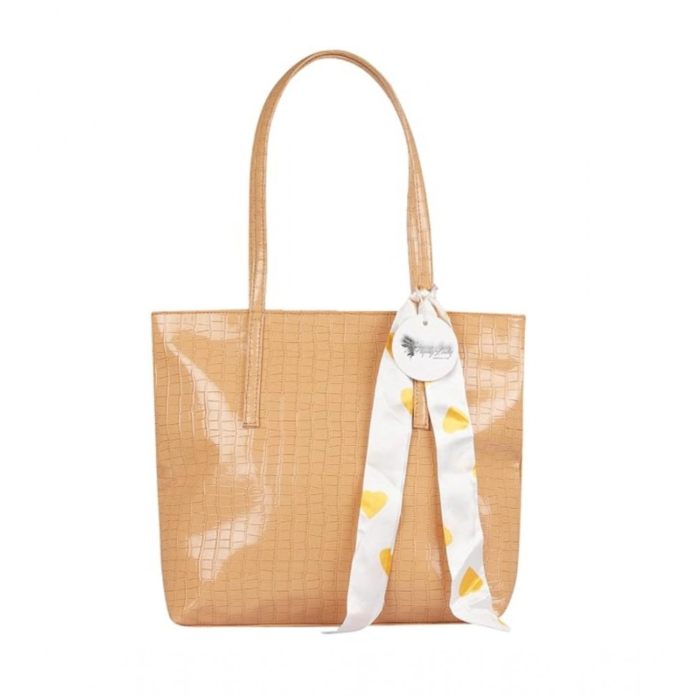Femilyn Women's Polyurethane Textured, Croc Shoulder Bag (Yellow)