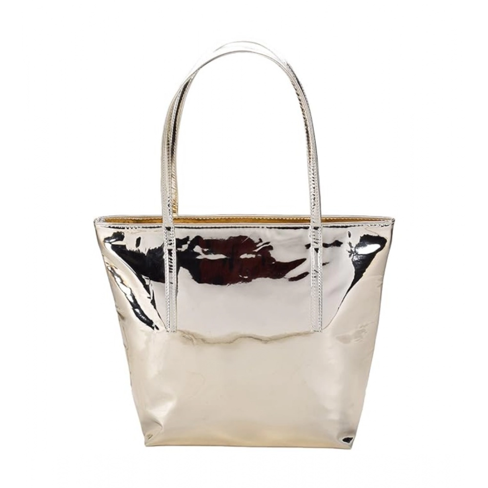 Femilyn Women's Synthetic Solid Shoulder Bag (Gold)