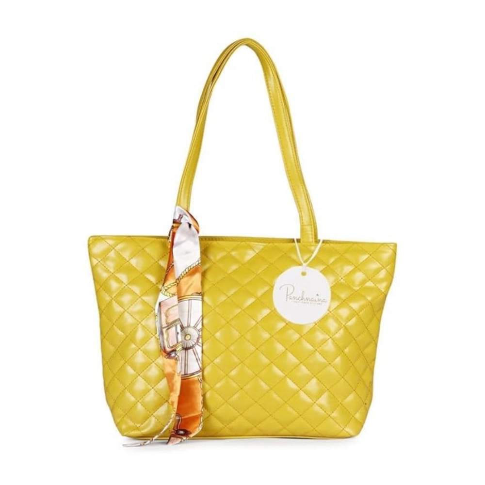 Femilyn Women's Polyurethane Textured  Shoulder Bag (Yellow)
