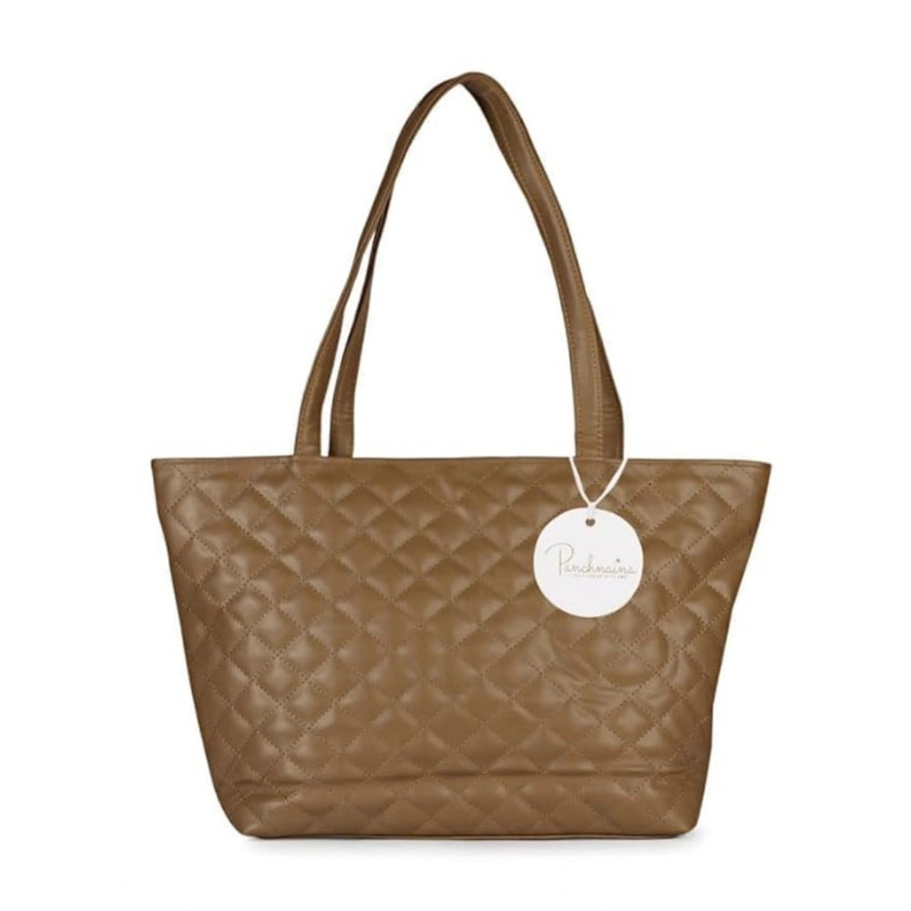 Femilyn Women's Polyurethane Textured  Shoulder Bag (Light Brown)