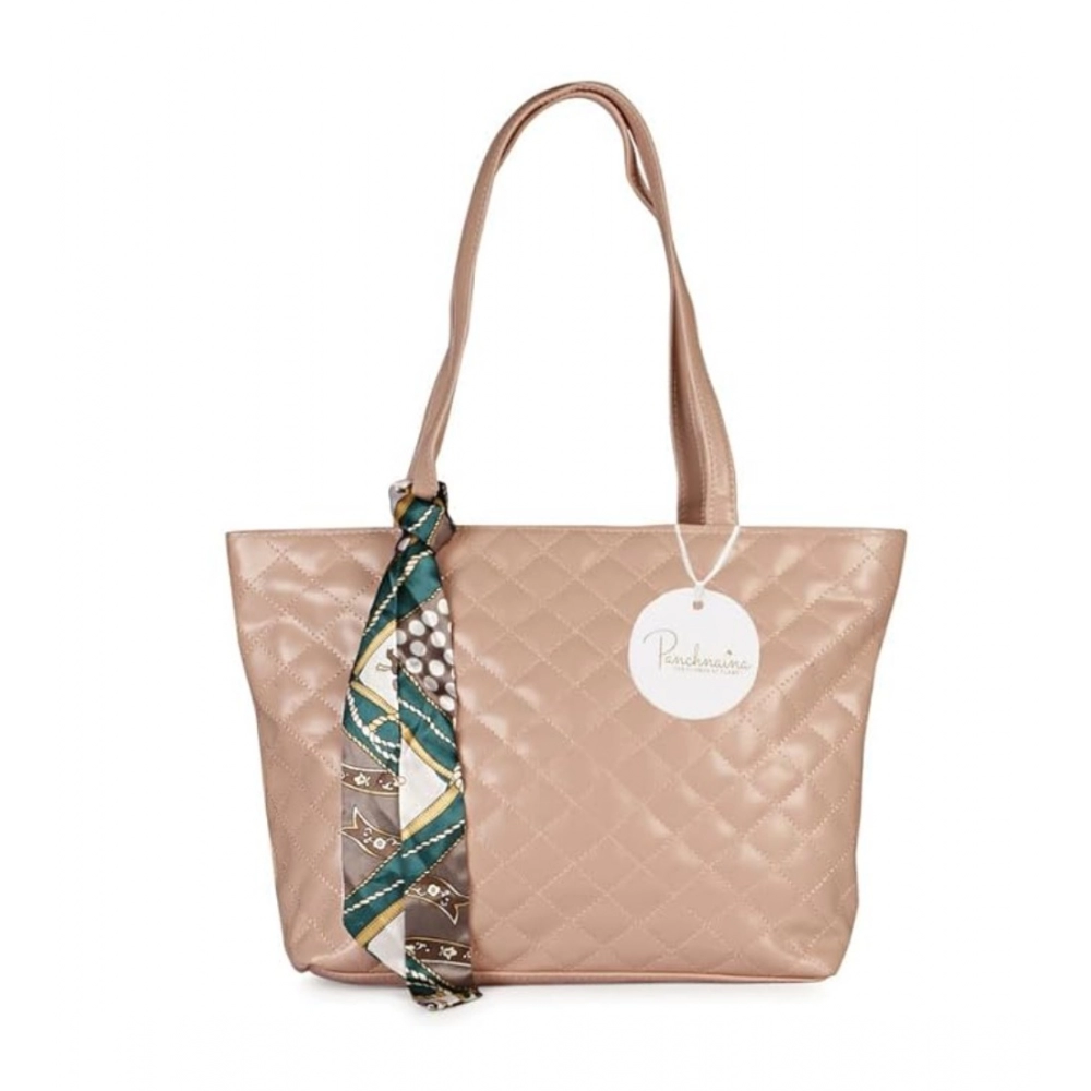 Femilyn Women's Polyurethane Textured  Shoulder Bag (Peach)