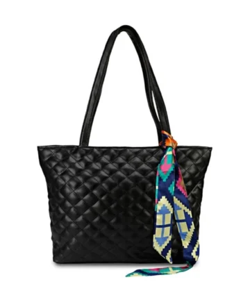 Femilyn Women's Polyurethane Textured  Shoulder Bag (Black)