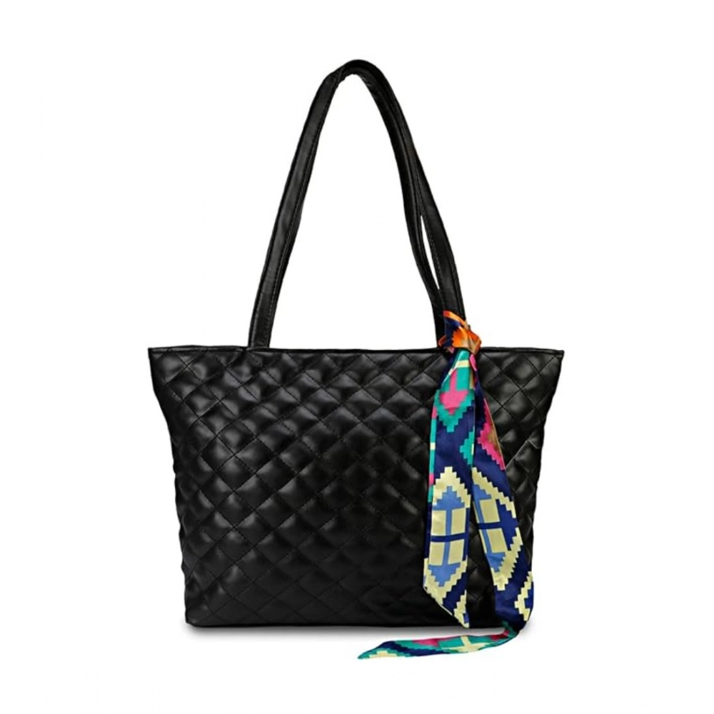 Femilyn Women's Polyurethane Textured  Shoulder Bag (Black)