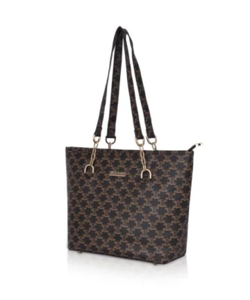 Femilyn Women's Faux Leather Printed Tote Bag (Brown)