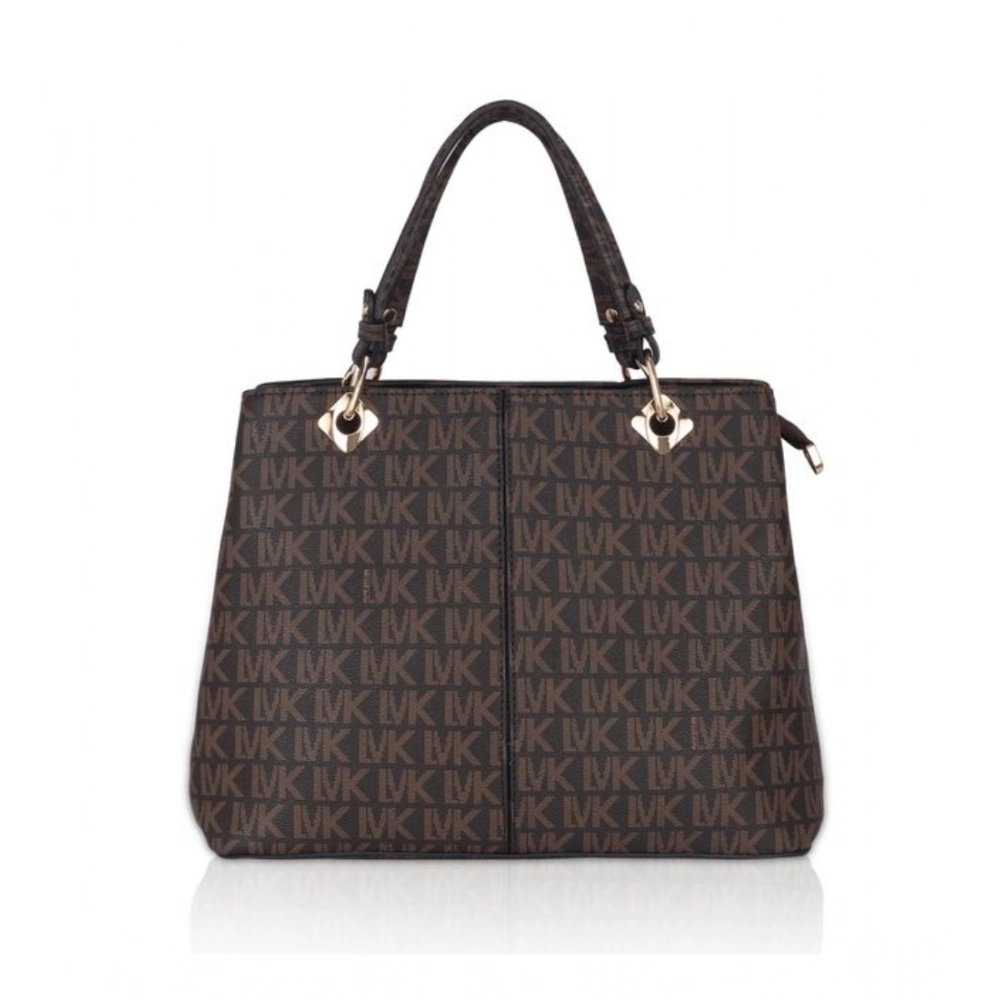Femilyn Women's Faux Leather Printed Handheld Bag (Brown)