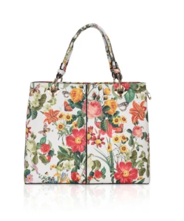 Femilyn Women's Faux Leather Printed Handheld Bag (White Orang)