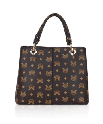 Femilyn Women's Faux Leather Printed Handheld Bag (Brown )