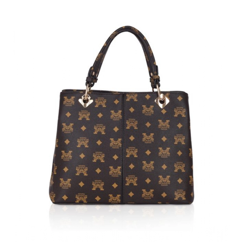Femilyn Women's Faux Leather Printed Handheld Bag (Brown )