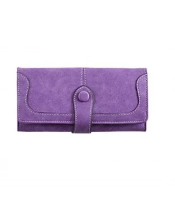 Femilyn Women's Faux Leather Medium Snap Button Wallet (Purple)