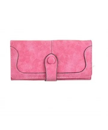Femilyn Women's Faux Leather Medium Snap Button Wallet (Pink)