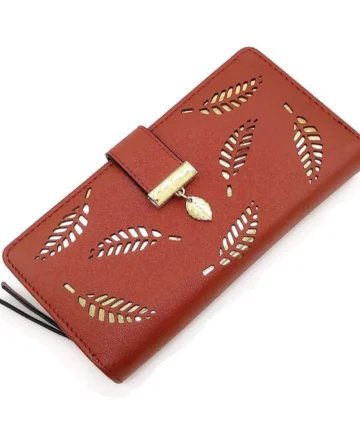 Femilyn Women's Faux Leather Medium Snap Button Wallet (Brown)