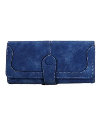 Femilyn Women's Faux Leather Medium Snap Button Wallet (Dark Blue)