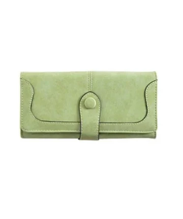 Femilyn Women's Faux Leather Medium Snap Button Wallet (Green)