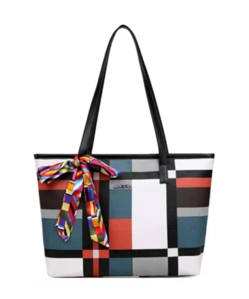 Femilyn Women's Faux Leather Zipper ToteBag (Multicolor)