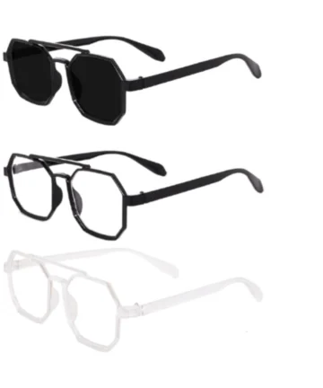 Femilyn Pack Of 3 Classic Unisex UV400 Protection Sunglasses (MultiColor)