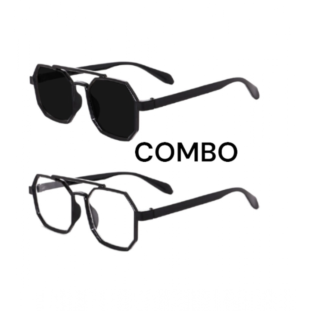 Femilyn Pack Of 2 Classic Unisex UV400 Protection Sunglasses (MultiColor)