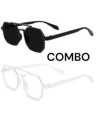 Femilyn Pack Of 2 Classic Unisex UV400 Protection Sunglasses (MultiColor)