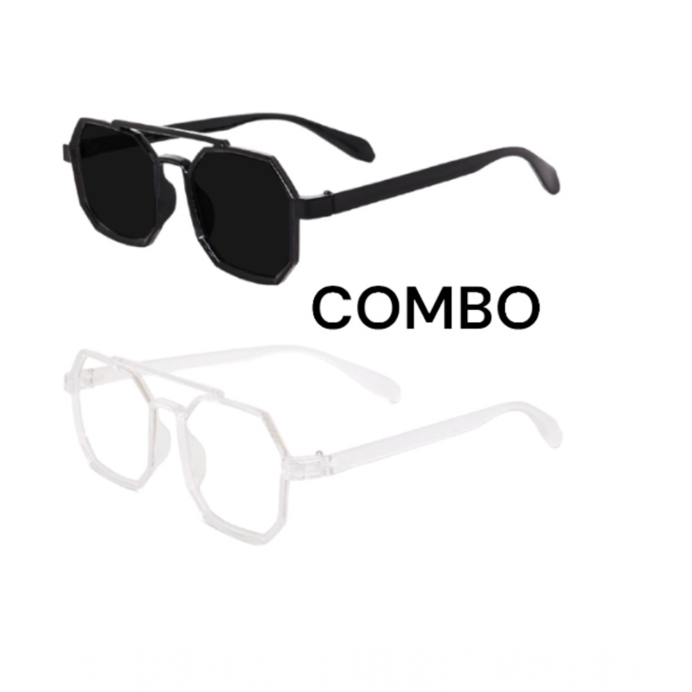 Femilyn Pack Of 2 Classic Unisex UV400 Protection Sunglasses (MultiColor)